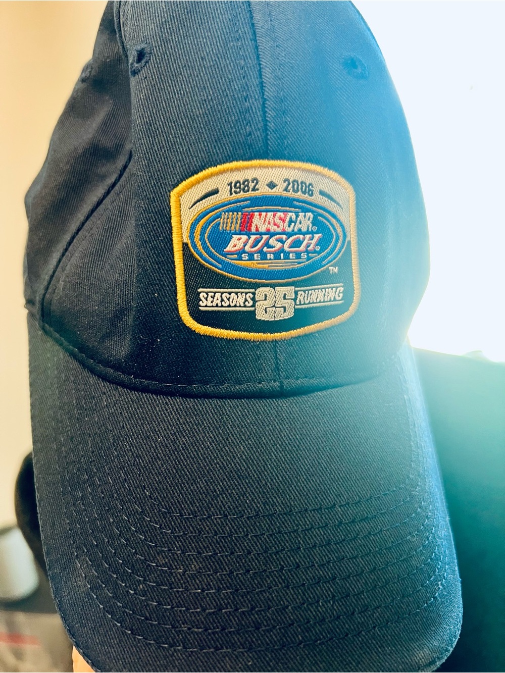Nascar Busch Series Navy Blue Baseball Cap with Gold Patch